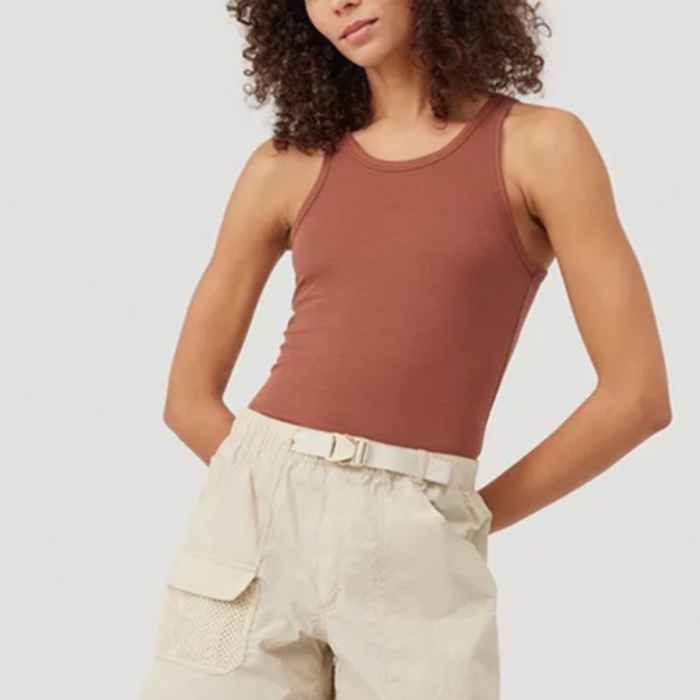 Outdoor Voices Sheer Rib Tank in Cappuccino Size XXS